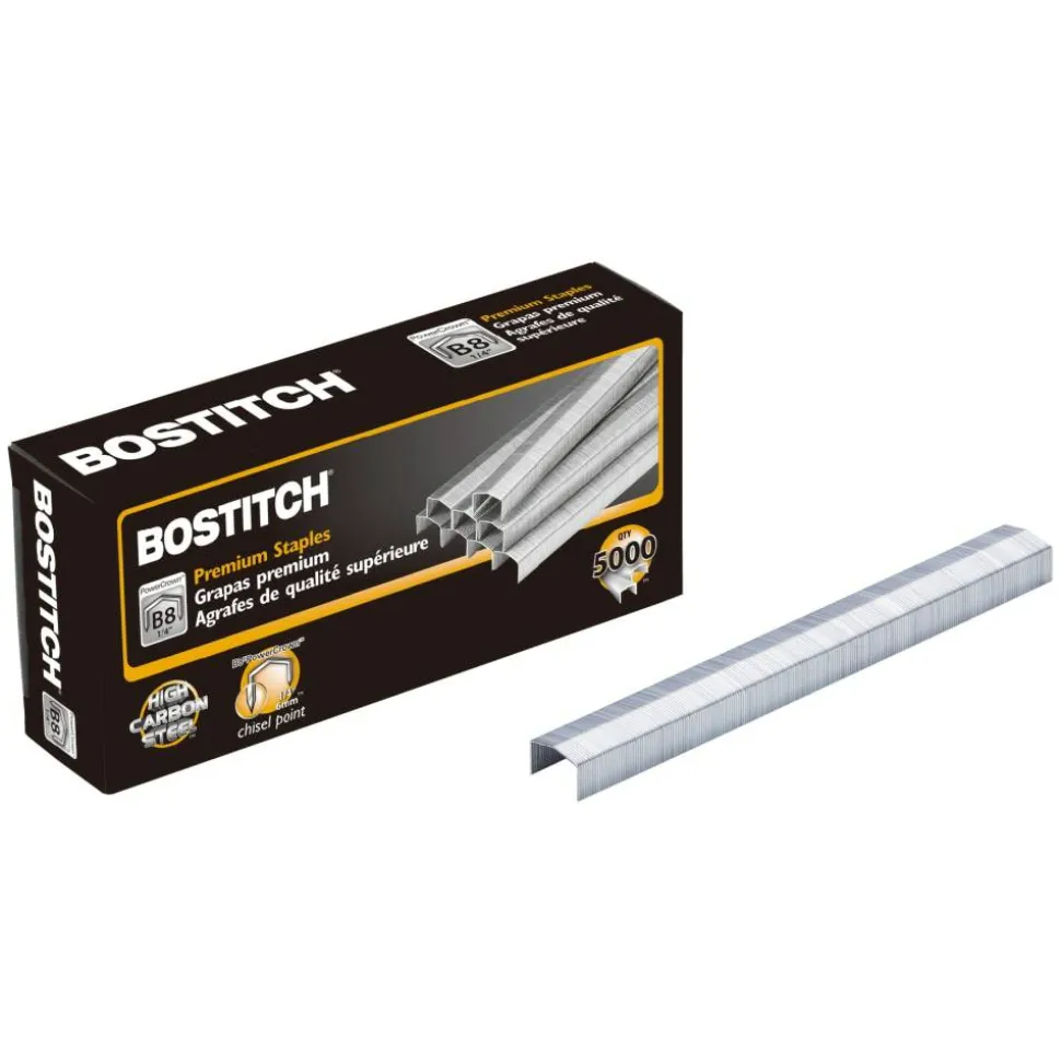 Bostitch B8 PowerCrown Premium Staples, 1/4" Size, Box Of 5,000