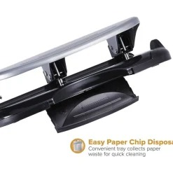 Bostitch EZ Squeeze Three-Hole Punch, 40 Sheet Capacity, Black/Silver