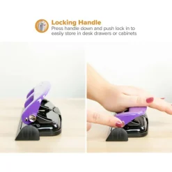 Bostitch EZ Squeeze Three-Hole Punch, 12 Sheet Capacity, Purple