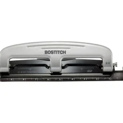 Bostitch EZ Squeeze Three-Hole Punch, 12 Sheet Capacity, Black/Silver