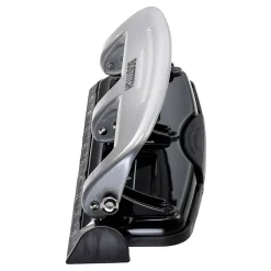 Bostitch EZ Squeeze Three-Hole Punch, 12 Sheet Capacity, Black/Silver