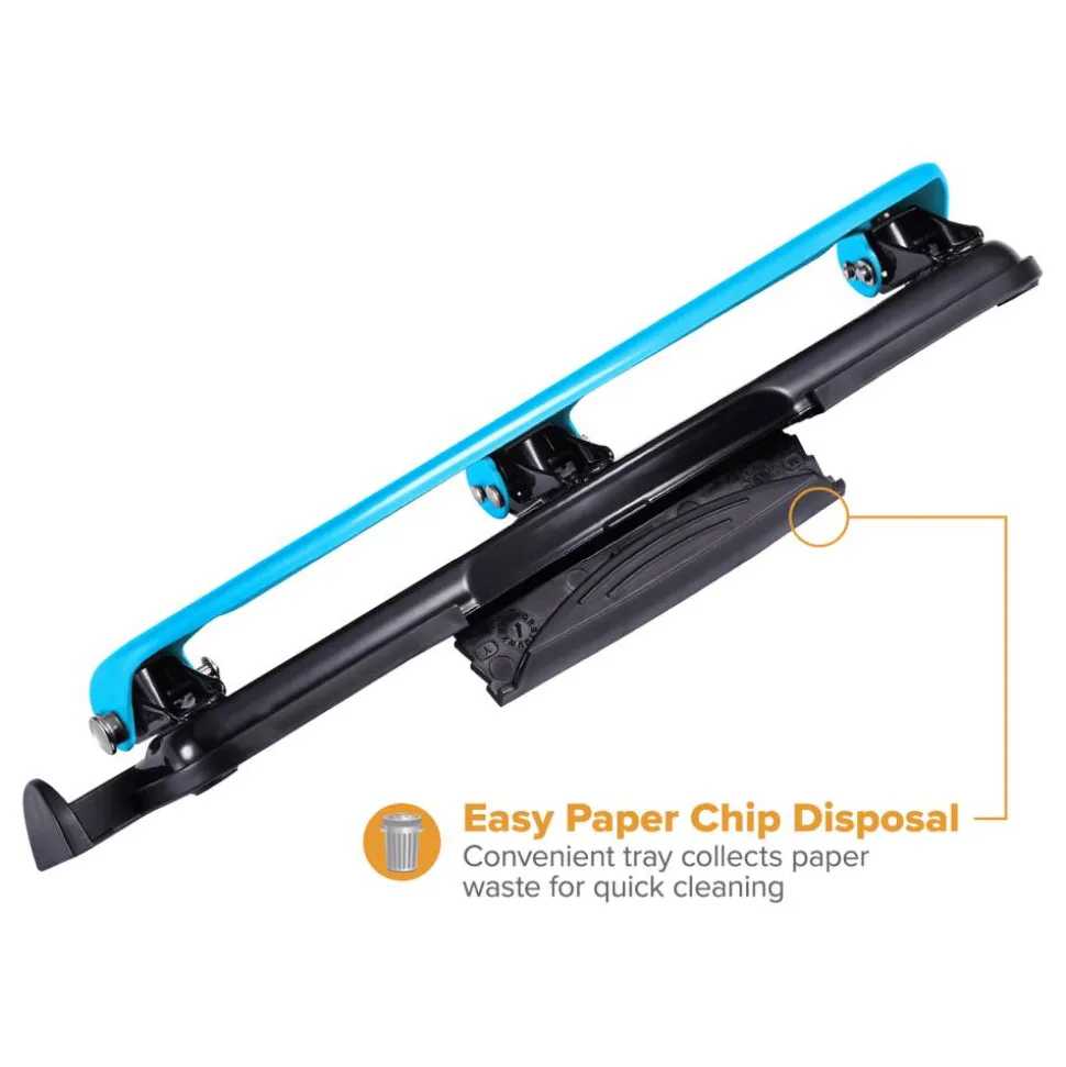 Bostitch EZ Squeeze Three-Hole Punch, 12 Sheet Capacity, Blue