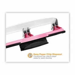 Bostitch EZ Squeeze Three-Hole Punch, InCourage, 12 Sheet Capacity, Pink/White