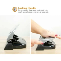 Bostitch EZ Squeeze Three-Hole Punch, 20 Sheet Capacity, Black/Silver