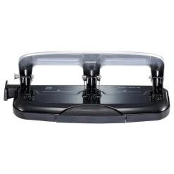 Bostitch EZ Squeeze Three-Hole Punch, 20 Sheet Capacity, Black/Silver