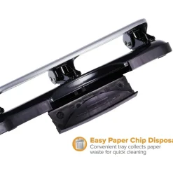 Bostitch EZ Squeeze Three-Hole Punch, 20 Sheet Capacity, Black/Silver