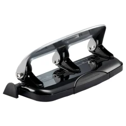 Bostitch EZ Squeeze Three-Hole Punch, 20 Sheet Capacity, Black/Silver