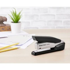 Bostitch inPOWER+28 Executive One-Finger 3-in-1 Eco-Friendly Desktop Stapler, 28-Sheet Capacity, Black/Silver