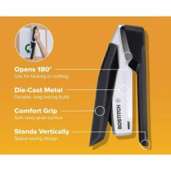 Bostitch inPOWER+28 Executive One-Finger 3-in-1 Eco-Friendly Desktop Stapler, 28-Sheet Capacity, Black/Silver