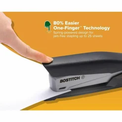 Bostitch InPower One-Finger Eco-Friendly Desktop Stapler, 25-Sheet Capacity, Black/Gray