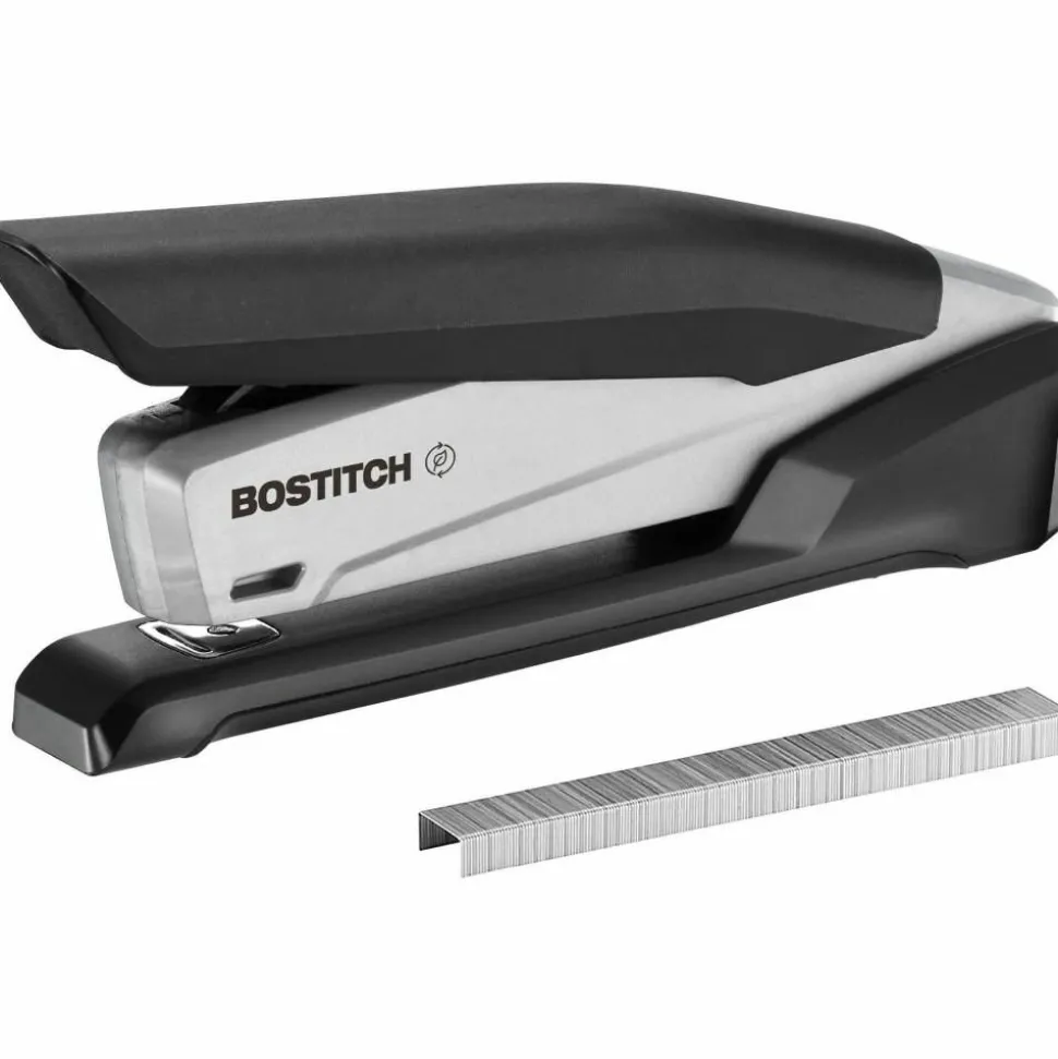 Bostitch InPower One-Finger Eco-Friendly Desktop Stapler, 25-Sheet Capacity, Black/Gray