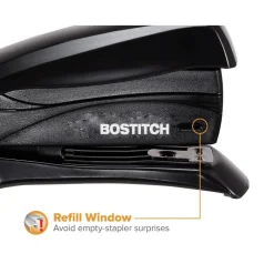 Bostitch Inspire Spring-Powered Compact Stapler, 15 Sheet Capacity, Black