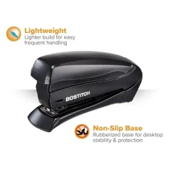 Bostitch Inspire Spring-Powered Compact Stapler, 15 Sheet Capacity, Black