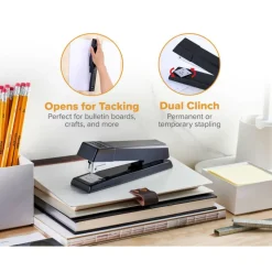Bostitch No-Jam Premium Desktop Stapler, Full-Strip, Black, Includes 1,250 Staples, Set Of 12 Staplers