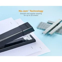 Bostitch No-Jam Premium Desktop Stapler, Full-Strip, Black, Includes 1,250 Staples, Set Of 12 Staplers