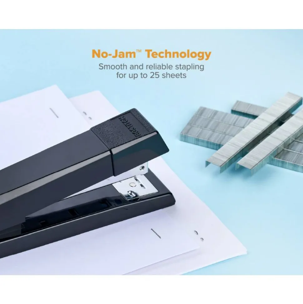 Bostitch No-Jam Premium Desktop Stapler, Full-Strip, Black, Includes 1,250 Staples, Set Of 12 Staplers
