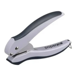 Bostitch Office EZ Squeeze One-Hole Punch, 10-Sheet Capacity, Lightweight, Gray/Blue