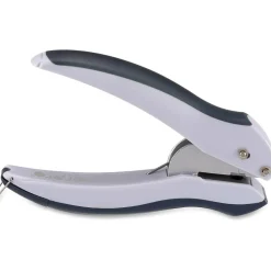Bostitch Office EZ Squeeze One-Hole Punch, 10-Sheet Capacity, Lightweight, Gray/Blue