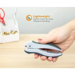 Bostitch Office EZ Squeeze One-Hole Punch, 10-Sheet Capacity, Lightweight, Gray/Blue