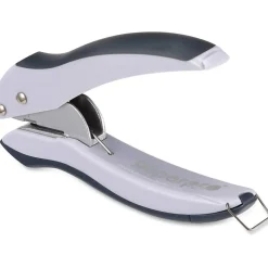 Bostitch Office EZ Squeeze One-Hole Punch, 10-Sheet Capacity, Lightweight, Gray/Blue