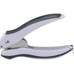 Bostitch Office EZ Squeeze One-Hole Punch, 10-Sheet Capacity, Lightweight, Gray/Blue