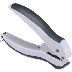 Bostitch Office EZ Squeeze One-Hole Punch, 10-Sheet Capacity, Lightweight, Gray/Blue