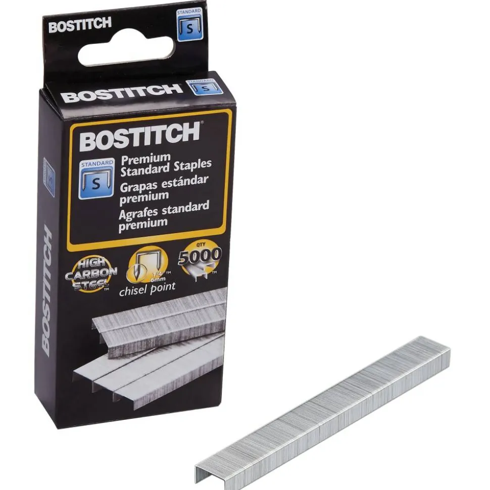 Bostitch Office Premium Standard Staples, 1/4" Full Strip, Box Of 5,000 Staples