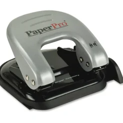 Bostitch 20-Sheet EZ Squeeze Two-Hole Punch, 9/32" Holes, Black/Silver