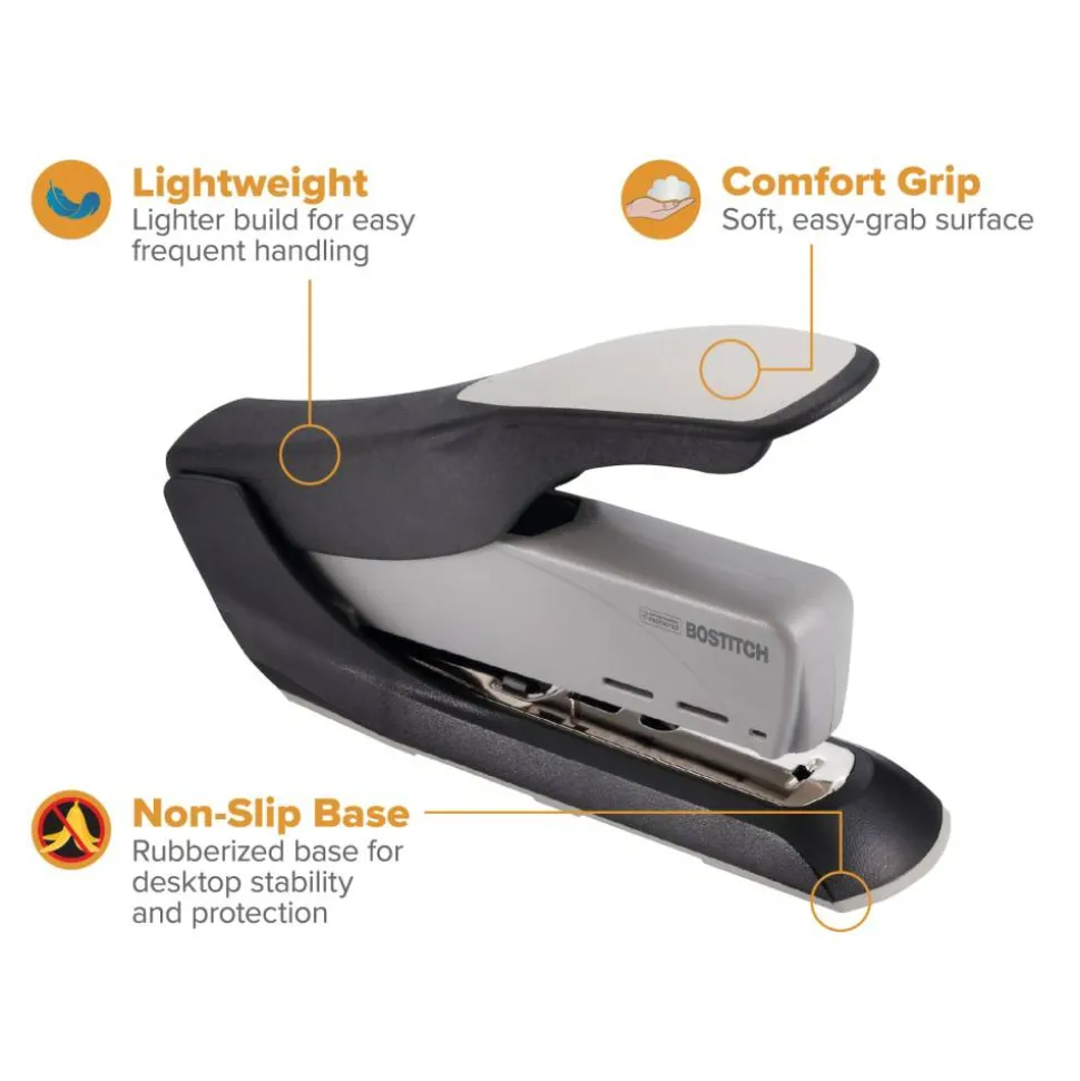 Bostitch Spring Powered Heavy Duty Stapler, 60 Sheet Capacity, Black/Silver