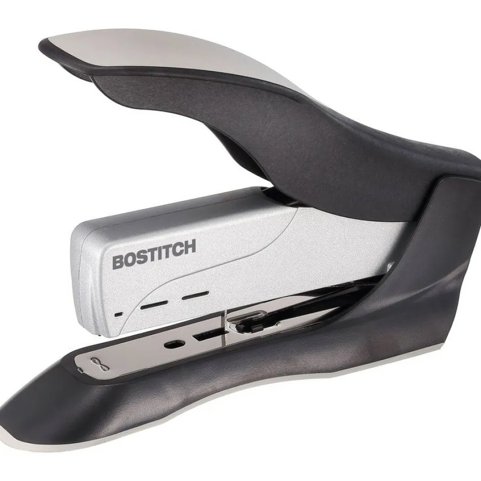 Bostitch Spring-Powered Premium Heavy Duty Stapler, 100 Sheet Capcity, Black/Silver