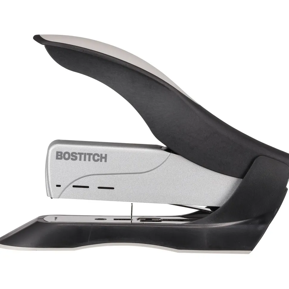 Bostitch Spring-Powered Premium Heavy Duty Stapler, 100 Sheet Capcity, Black/Silver