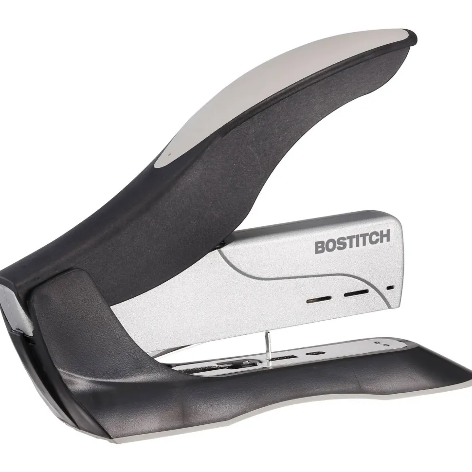 Bostitch Spring-Powered Premium Heavy Duty Stapler, 100 Sheet Capcity, Black/Silver