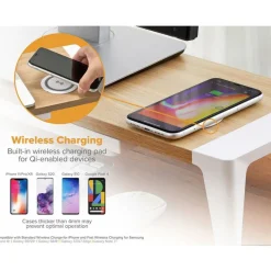 Bostitch Wooden Monitor Stand with Wireless Charging Pad, 9.8