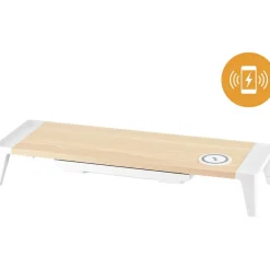 Bostitch Wooden Monitor Stand with Wireless Charging Pad, 9.8
