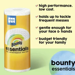 Bounty Essentials Select-A-Size Paper Towels, 6 Double Rolls Total/108 Sheets Per Roll, White