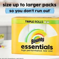 Bounty Paper Towels Essentials 2-Ply Select-A-Size Triple Rolls, 12 Rolls Total/162 Sheets Per Roll, White