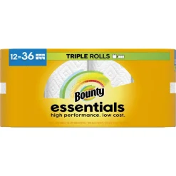 Bounty Paper Towels Essentials 2-Ply Select-A-Size Triple Rolls, 12 Rolls Total/162 Sheets Per Roll, White