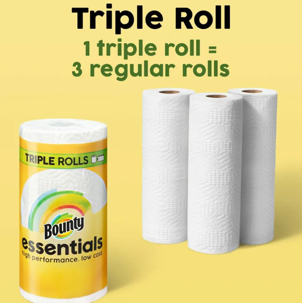 Bounty Paper Towels Essentials 2-Ply Select-A-Size Triple Rolls, 12 Rolls Total/162 Sheets Per Roll, White