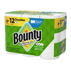 Bounty 2-Ply Paper Towels Select-A-Size Double Rolls, 6 Rolls Total/82 Sheets Per Roll, White