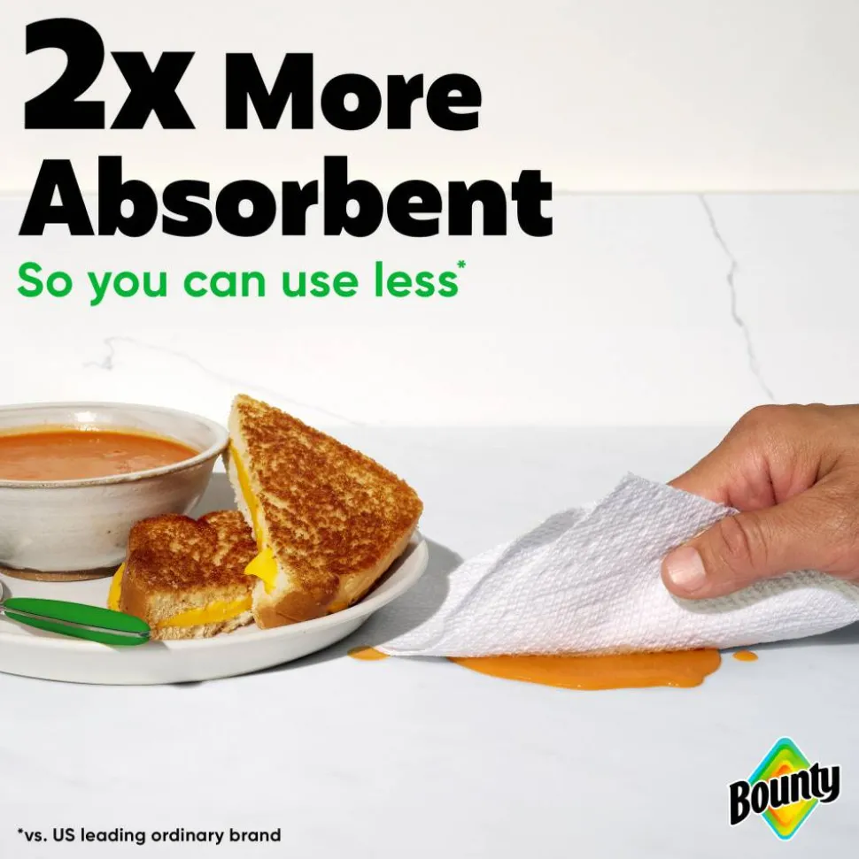 Bounty 2-Ply Paper Towels Select-A-Size Double Rolls, 6 Rolls Total/82 Sheets Per Roll, White
