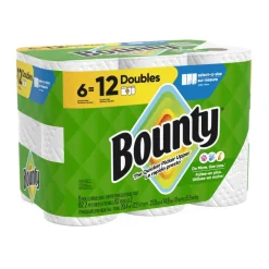 Bounty 2-Ply Paper Towels Select-A-Size Double Rolls, 6 Rolls Total/82 Sheets Per Roll, White