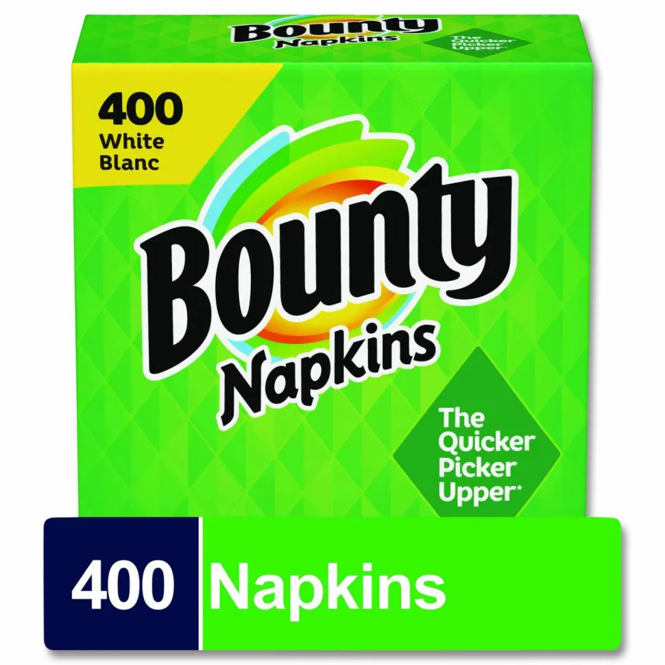 Bounty Quilted Napkins, 1-Ply, 12.1 x 12, White, 400/Pack, 4 Packs/Carton