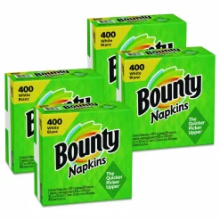 Bounty Quilted Napkins, 1-Ply, 12.1 x 12, White, 400/Pack, 4 Packs/Carton