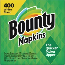 Bounty Quilted Napkins, 1-Ply, 12.1 x 12, White, 400/Pack, 4 Packs/Carton