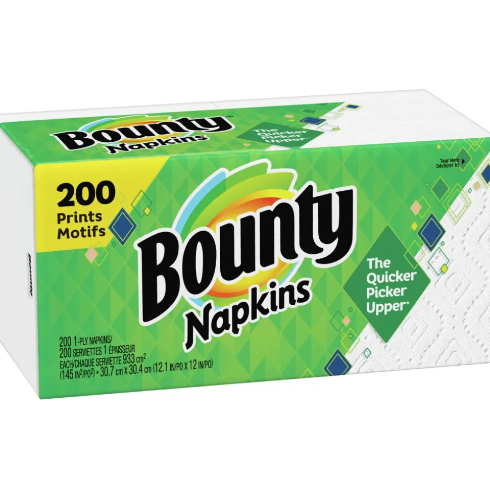 Bounty Quilted 1-Ply Napkins, White, Pack Of 200 Napkins
