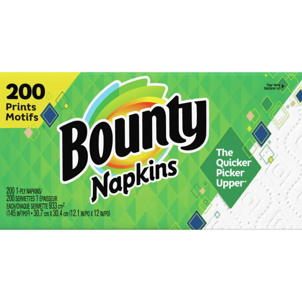 Bounty Quilted 1-Ply Napkins, White, Pack Of 200 Napkins