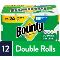 Bounty Select-a-Size Kitchen Roll Paper Towels, 2-Ply, 5.9 x 11, White, 82 Sheets/Double Roll, 12 Rolls/Carton