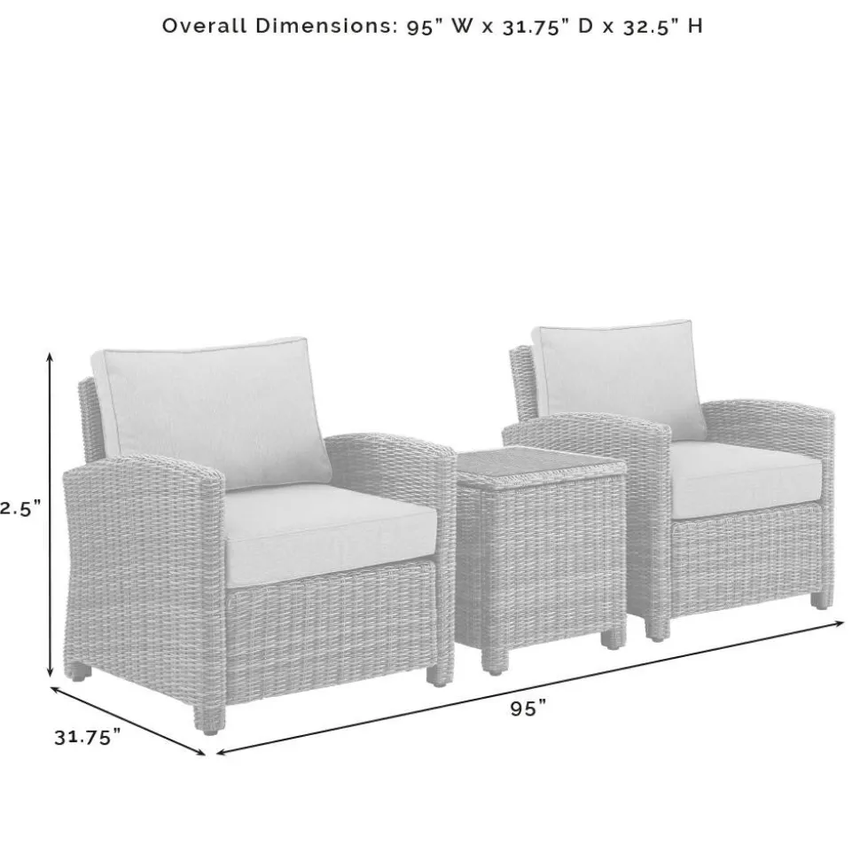 Bradenton 3Pc Outdoor Wicker Armchair Set