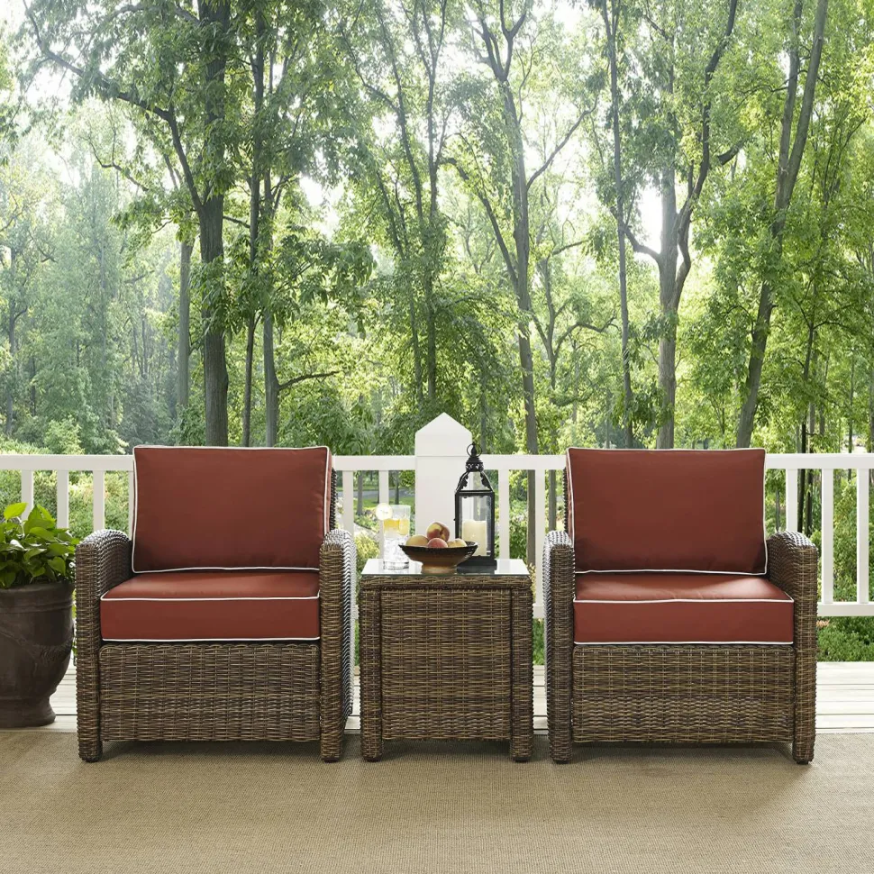 Bradenton 3Pc Outdoor Wicker Armchair Set