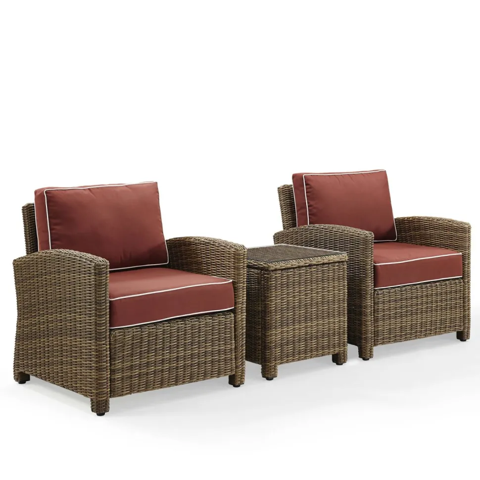 Bradenton 3Pc Outdoor Wicker Armchair Set
